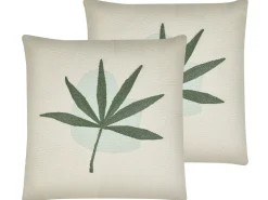 Conjunto De 2 Almofadas Decorativas Bordadas Verdes 45 X 45 Cm Davallia