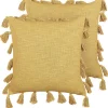 Conjunto De 2 Almofadas Decorativas Amarelas 45 X 45 Cm Lynchis