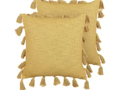 Conjunto De 2 Almofadas Decorativas Amarelas 45 X 45 Cm Lynchis