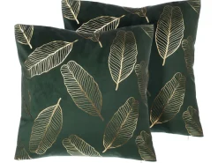 Conjunto De 2 Almofadas Decorativas 45 X 45 Cm Verde Escuro Freesia