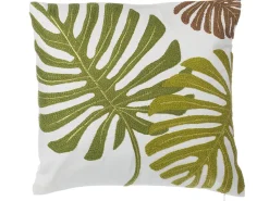Conjunto De 2 Almofadas Decorativas De Algodao 45 X 45 Cm Padrao Folhas Verdes Zenobia