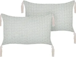 Conjunto De 2 Almofadas Decorativas Verde Menta 45 X 25 Cm Hakone