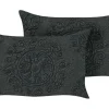 Conjunto De 2 Almofadas Decorativas Algodao Cinzento Escuro Com Relevo 30 X 50 Cm Veloor