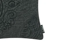 Conjunto De 2 Almofadas Decorativas Algodao Cinzento Escuro Com Relevo 30 X 50 Cm Veloor