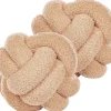 Conjunto De 2 Almofadas Decorativas Com No Em Tecido Boucle Creme 19 X 19 Cm Malni