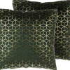 Conjunto De 2 Almofadas Decorativas De Veludo 45 X 45 Cm Verde Escuras Celosia