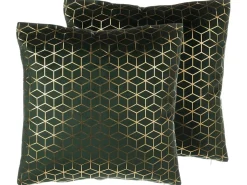 Conjunto De 2 Almofadas Decorativas De Veludo 45 X 45 Cm Verde Escuras Celosia