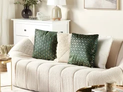 Conjunto De 2 Almofadas Decorativas De Veludo 45 X 45 Cm Verde Escuras Celosia
