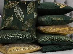 Conjunto De 2 Almofadas Decorativas De Veludo 45 X 45 Cm Verde Escuras Celosia