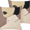 Conjunto De 2 Almofadas Decorativas Em Algodao Castanho E Creme 45 X 45 Cm Silphium