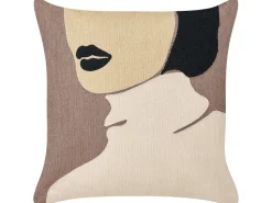 Conjunto De 2 Almofadas Decorativas Em Algodao Castanho E Creme 45 X 45 Cm Silphium