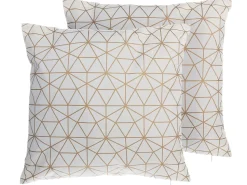 Conjunto De 2 Almofadas Decorativas De Algodao 45 X 45 Cm Dourada Sedum