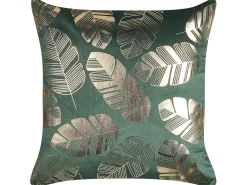Conjunto De 2 Almofadas Decorativas Veludo Verde E Dourado 45 X 45 Cm Sunflower