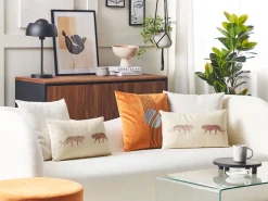 Conjunto De 2 Almofadas Decorativas Creme 30 X 50 Cm Nierembergia