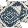 Conjunto De 2 Almofadas De Algodao Com Padrao Geometrico 50 X 50 Cm Azul E Creme Safi