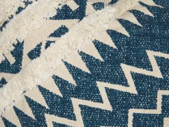 Conjunto De 2 Almofadas De Algodao Com Padrao Geometrico 50 X 50 Cm Azul E Creme Safi