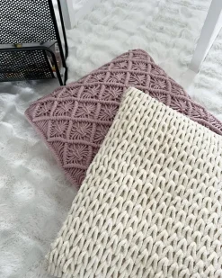 Conjunto De 2 Almofadas Decorativas Em Trancado Creme 45 X 45 Cm Oxalis