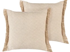 Conjunto De 2 Almofadas Decorativas Cor De Areia 45 X 45 Cm Lonar