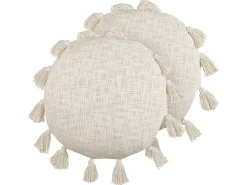 Conjunto De 2 Almofadas Decorativas Creme 45 Cm Madia