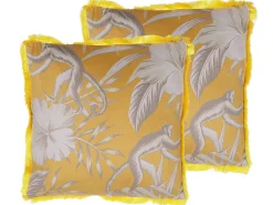 Conjunto De 2 Almofadas Decorativas Amarelas Com Motivo Animal 45 X 45 Cm Manju