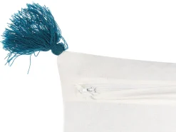 Conjunto De 2 Almofadas Decorativas Em Algodao Branco E Azul Escuro 45 X 45 Cm Tilia