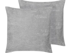 Conjunto De 2 Almofadas Decorativas Em Veludo 45 X 45 Cm Cinzento Nolana