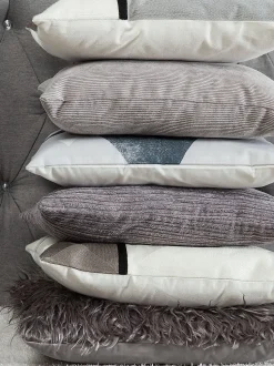Conjunto De 2 Almofadas Decorativas Em Veludo 45 X 45 Cm Cinzento Nolana