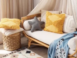 Conjunto De 2 Almofadas Decorativas Em Algodao Amarelo 45 X 45 Cm Rhoeo