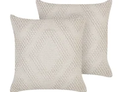 Conjunto De 2 Almofadas Decorativas Em Algodao Branco 45 X 45 Cm Catalpa