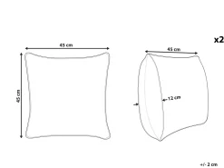 Conjunto De 2 Almofadas Decorativas Em Veludo Creme 45 X 45 Cm Sebes