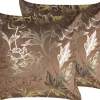 Conjunto De 2 Almofadas Decorativas Em Veludo Castanho E Dourado 45 X 45 Cm Daffodil
