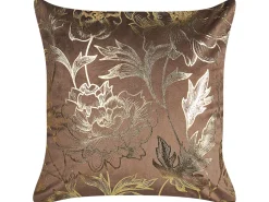 Conjunto De 2 Almofadas Decorativas Em Veludo Castanho E Dourado 45 X 45 Cm Daffodil