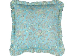 Conjunto De 2 Almofadas Decorativas Com Padrao De Flores Em Algodao Azul 45 X 45 Cm Amoena
