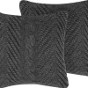 Conjunto De 2 Almofadas Decorativas Algodao Cinzento Com Relevo 45 X 45 Cm Konni