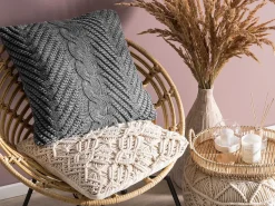 Conjunto De 2 Almofadas Decorativas Algodao Cinzento Com Relevo 45 X 45 Cm Konni
