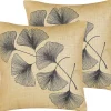 Conjunto De 2 Almofadas Decorativas Creme Motivo Folhas 45 X 45 Cm Wakad