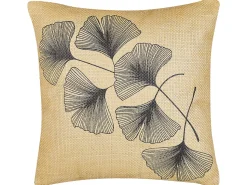 Conjunto De 2 Almofadas Decorativas Creme Motivo Folhas 45 X 45 Cm Wakad