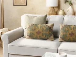 Conjunto De 2 Almofadas Decorativas Em Juta Multicolor 30 X 50 Cm Saron