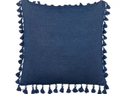 Conjunto De 2 Almofadas Decorativas Com Borlas Azuis Escuras 45 X 45 Cm Carpinus