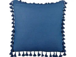 Conjunto De 2 Almofadas Decorativas Com Borlas Azuis Escuras 45 X 45 Cm Carpinus