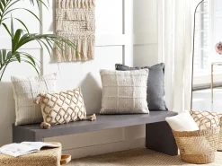 Conjunto De 2 Almofadas Decorativas Em Algodao Creme 45 X 45 Cm Ixora