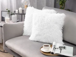 Conjunto De 2 Almofadas Decorativas Brancas 45 X 45 Cm Cide