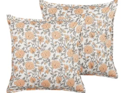 Conjunto De 2 Almofadas Decorativas Com Padrao Floral Multicolor 45 X 45 Cm Meadia