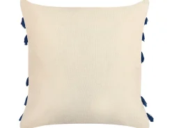 Conjunto De 2 Almofadas Decorativas Em Algodao Creme E Azul Marinho Com Padrao Abstrato 45 X 45 Cm Pleione
