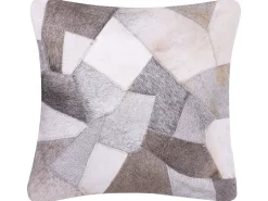 Conjunto De 2 Almofadas Em Pele Cinzenta E Creme 45 X 45 Cm Neelor