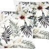Conjunto De 2 Almofadas Em Veludo Branco E Verde Com Padrao De Folha 45 X 45 Cm Okra