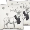 Conjunto De 2 Almofadas Em Tecido Branco E Preto 45 X 45 Cm Sven