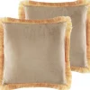 Conjunto De 2 Almofadas Em Veludo Creme 45 X 45 Cm Pothos