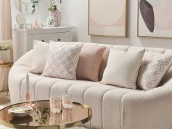 Conjunto De 2 Almofadas Em Algodao Bordadas 45 X 45 Cm Branco E Rosa Verbena