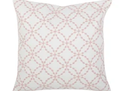 Conjunto De 2 Almofadas Em Algodao Bordadas 45 X 45 Cm Branco E Rosa Verbena